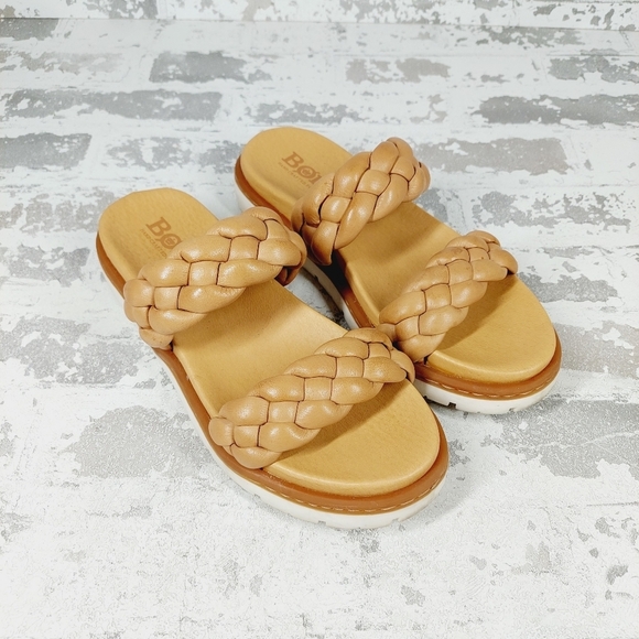 Born Fressia Light Braided Tan Slip On PLatform Sandals H571 - Picture 3 of 13